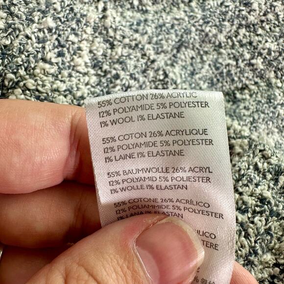 Free People Women's Medium Gray & White Oversized Boxy Cropped Sweater Comfort - Picture 6 of 8